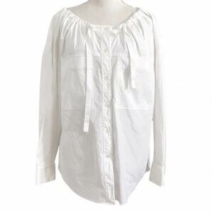 Theory White Magena Drawstring Utility Long Sleeve Button Down Shirt Sz M